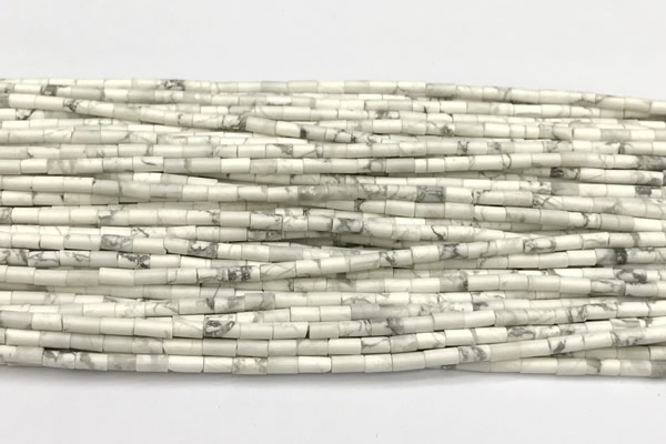 CTB960 15 inches 2*4mm tube white howlite beads