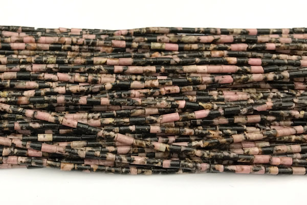 CTB993 15 inches 2*4mm tube rhodonite beads