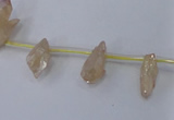 CTD1100 Top drilled 4*12mm - 5*18mm nuggets plated quartz beads