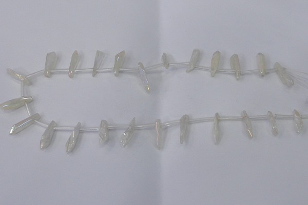 CTD1132 Top drilled 4*12mm - 6*20mm nuggets plated quartz beads