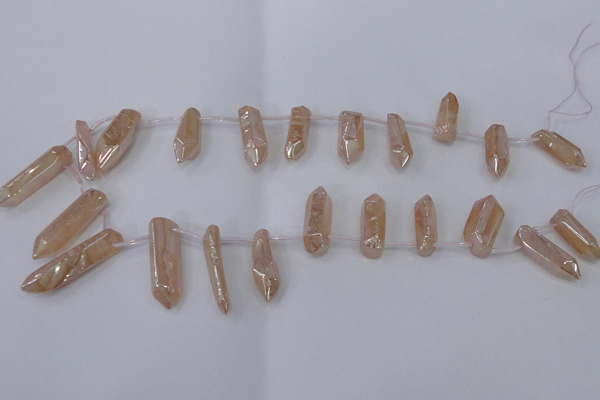 CTD1149 Top drilled 8*20mm - 10*30mm sticks plated quartz beads