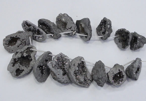 CTD1175 Top drilled 25*30mm - 35*40mm freeform plated druzy quartz  beads