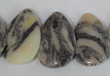 CTD15 Top drilled 22*30mm flat teardrop zebra jasper beads