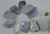 CTD1515 Top drilled 30*45mm - 35*60mm freeform blue lace agate slab beads