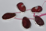 CTD1577 30*45mm - 35*50mm freeform agate beads with brass setting