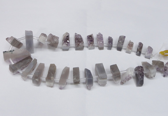 CTD1594 Top drilled 8*25mm - 9*25mm sticks druzy amethyst beads