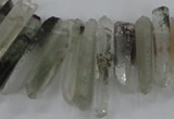 CTD1663 Top drilled 6*18mm - 8*35mm sticks green phantom quartz beads