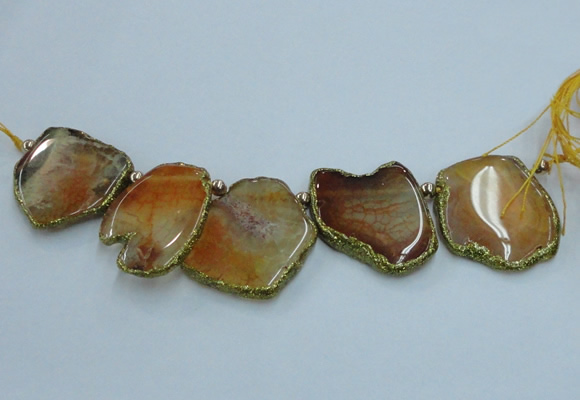 CTD1738 Top drilled 25*35mm - 35*50mm freeform agate slab beads