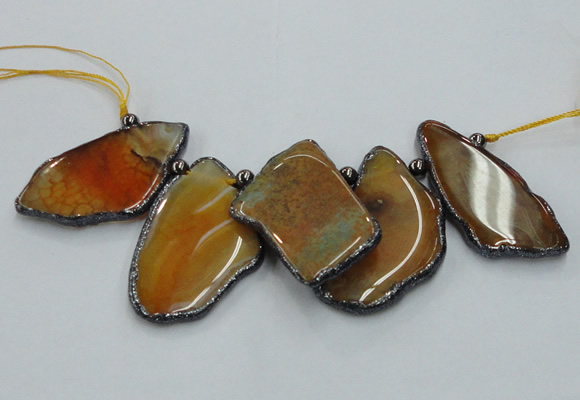 CTD1756 Top drilled 20*40mm - 35*55mm freeform agate slab beads