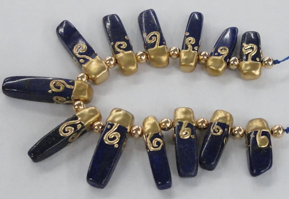 CTD1919 Top drilled 8*20mm - 10*35mm sticks lapis lazuli gemstone beads