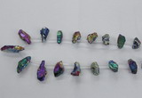 CTD1938 Top drilled 12*20mm - 25*35mm nuggets plated amethyst beads