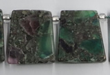 CTD200 Top drilled 20*24mm trapezoid fluorite & pyrite beads