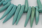 CTD2037 Top drilled 5*15mm - 6*40mm sticks turquoise beads