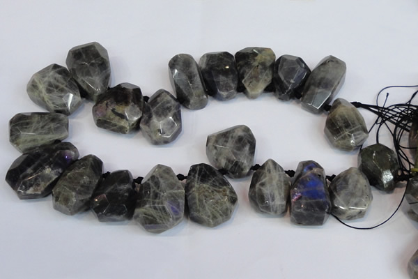 CTD2104 Top drilled 25*30mm - 28*40mm faceted nuggets labradorite beads