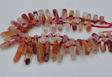 CTD2112 Top drilled 10*25mm - 12*45mm sticks pink quartz beads