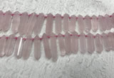 CTD2114 Top drilled 10*25mm - 12*45mm sticks rose quartz beads