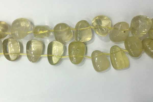 CTD2142 Top drilled 15*25mm - 18*25mm freeform lemon quartz beads