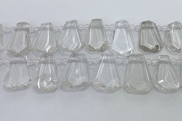 CTD2265 Top drilled 16*28mm - 20*30mm faceted freeform white crystal beads