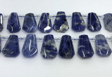 CTD2270 Top drilled 16*28mm - 20*30mm faceted freeform sodalite beads