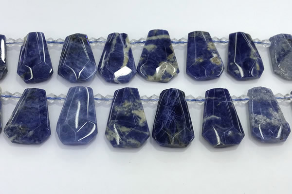 CTD2270 Top drilled 16*28mm - 20*30mm faceted freeform sodalite beads