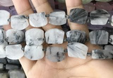 CTD2284 Top drilled 15*20mm - 17*23mm freeform black rutilated quartz beads