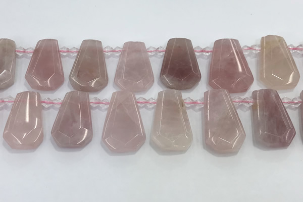 CTD2357 Top drilled 16*18mm - 20*30mm freeform Madagascar rose quartz beads