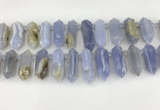 CTD2390 Top drilled 13*30mm - 14*42mm sticks blue chalcedony beads