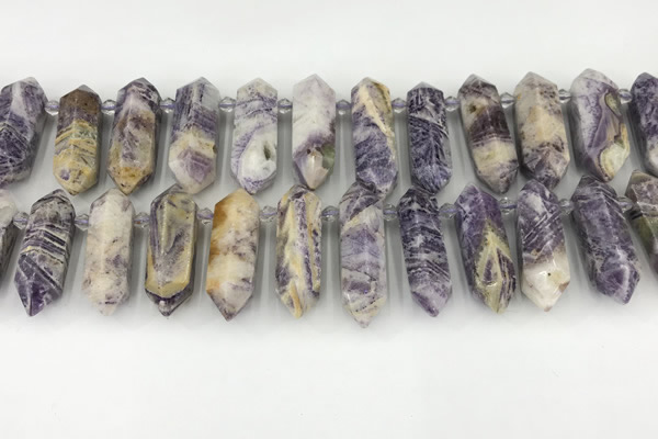 CTD2395 Top drilled 13*30mm - 14*42mm sticks charoite beads