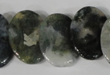 CTD24 Top drilled 20*30mm oval moss agate beads wholesale