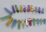 CTD2518 Top drilled 8*25mm - 11*50mm sticks druzy agate beads