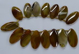 CTD2530 Top drilled 28*57mm faceted oval agate gemstone beads