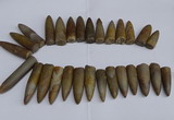 CTD2562 Top drilled 12*35mm - 15*55mm bullet agate fossil beads