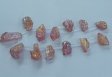 CTD2622 Top drilled 10*25mm - 20*45mm nuggets plated druzy quartz beads