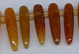 CTD2724 Top drilled 8*35mm bullet agate gemstone beads wholesale