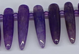 CTD2725 Top drilled 8*35mm bullet agate gemstone beads wholesale