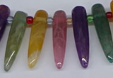 CTD2730 Top drilled 8*35mm bullet agate gemstone beads wholesale