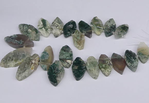 CTD2738 Top drilled 15*30mm - 25*50mm marquise moss agate beads