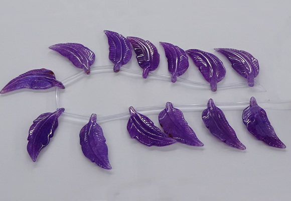 CTD2773 Top drilled 20*45mm - 25*55mm carved leaf agate beads