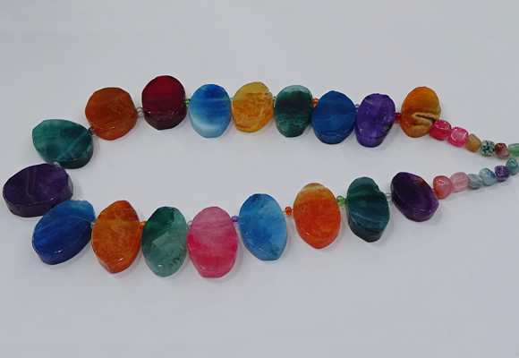 CTD2786 Top drilled 15*25mm - 25*40mm oval agate gemstone beads