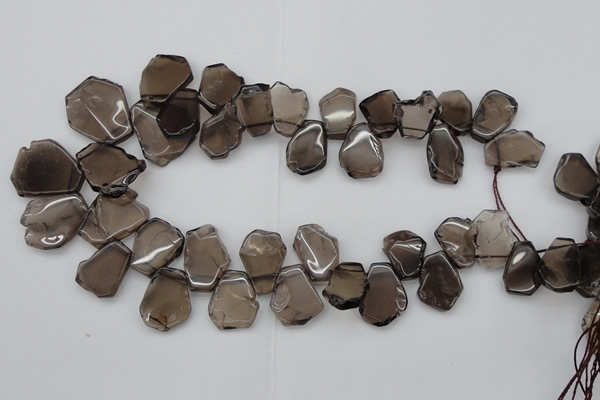 CTD301 Top drilled 15*20mm - 20*25mm freeform smoky quartz beads