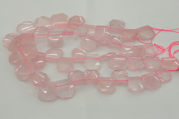 CTD314 Top drilled 15*18mm - 18*20mm faceted freeform rose quartz beads