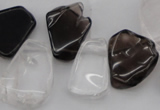 CTD322 15*20mm - 20*25mm freeform white crystal & smoky quartz beads