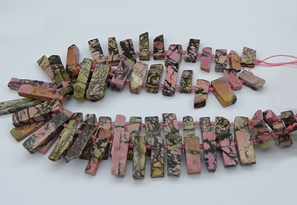 CTD3503 Top drilled 10*25mm - 10*45mm sticks rhodonite beads