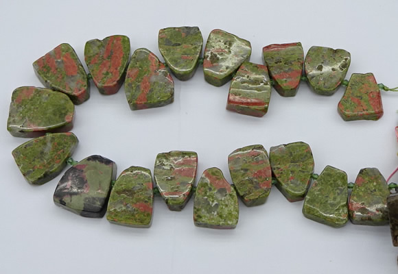 CTD3505 Top drilled 15*20mm - 25*30mm freeform unakite beads