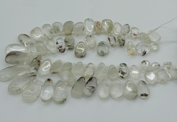 CTD3540 Top drilled 10*22mm - 15*45mm freeform green phantom quartz beads