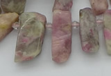 CTD3565 Top drilled 10*20mm - 12*35mm sticks pink tourmaline beads