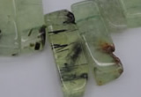 CTD357 Top drilled 10*25mm - 10*50mm wand green rutilated quartz beads