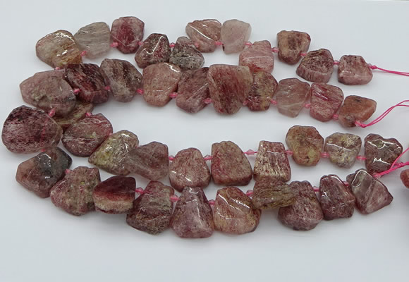 CTD3571 Top drilled 15*20mm - 25*30mm freeform strawberry quartz beads