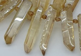 CTD3576 Top drilled 6*20mm - 8*45mm sticks plated white crystal beads