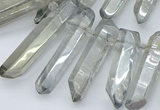 CTD3577 Top drilled 6*20mm - 8*45mm sticks plated white crystal beads